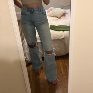 Zara Flare Ripped Jeans
